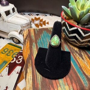A17 Emerald Valley Turquoise Teardrop Shaped Ring in a 92.5% Silver Setting